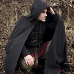 Epic Armoury Cape De Laine à  Capuche, 100% Laine, Gris -Tudor Soldes Magasin cape de laine a capuche 100 laine gris 2