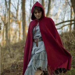 Epic Armoury Cape De Laine à  Capuche, 100% Laine, Rouge Foncé -Tudor Soldes Magasin cape de laine a capuche 100 laine rouge fonce 4