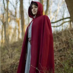 Epic Armoury Cape De Laine à  Capuche, 100% Laine, Rouge Foncé -Tudor Soldes Magasin cape de laine a capuche 100 laine rouge fonce 5