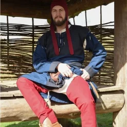 Chausses Médiévales à Lacets, Rouges -Tudor Soldes Magasin chausses medievales a lacets rouges 4