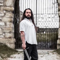 Leonardo Carbone Chemise Médiévale Avec Manches Courtes, Blanc 10 Leonardo Carbone Chemise Médiévale Avec Manches Courtes, Blanc -Tudor Soldes Magasin chemise medievale avec manches courtes blanc 4