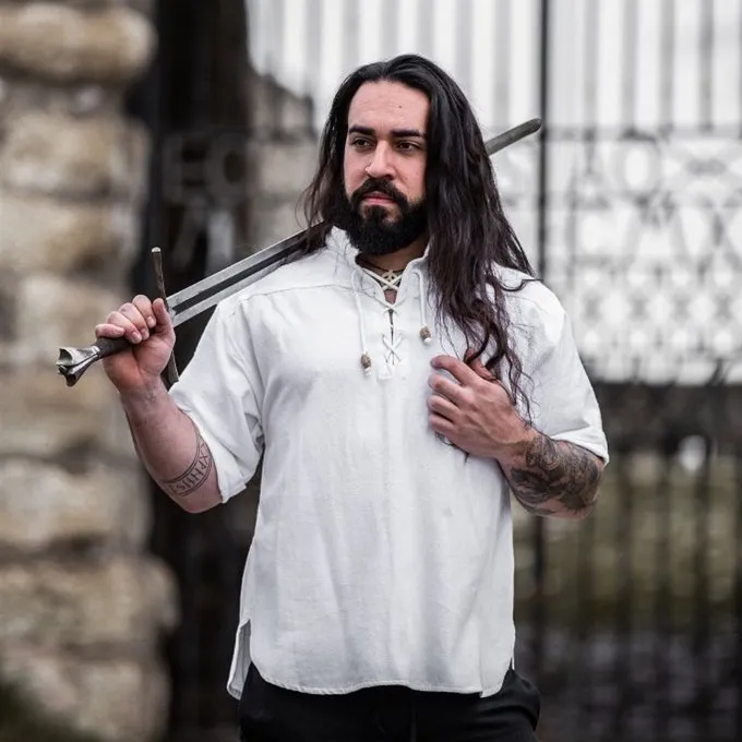 Leonardo Carbone Chemise Médiévale Avec Manches Courtes, Blanc 1 Leonardo Carbone Chemise Médiévale Avec Manches Courtes, Blanc