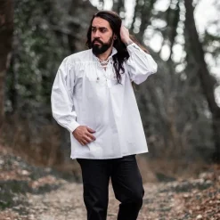 Leonardo Carbone Chemise Médiévale, Blanche 9 Leonardo Carbone Chemise Médiévale, Blanche -Tudor Soldes Magasin chemise medievale blanche 3