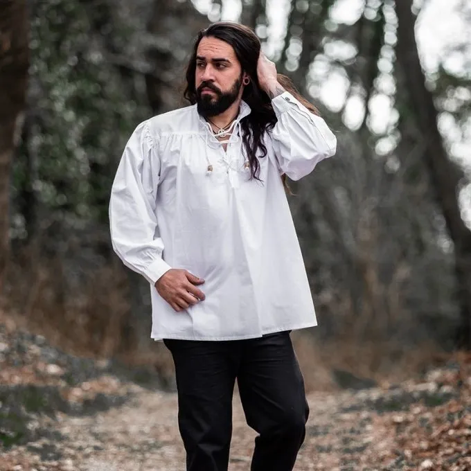 Leonardo Carbone Chemise Médiévale, Blanche 4 Leonardo Carbone Chemise Médiévale, Blanche – Image 4