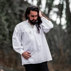 Leonardo Carbone Chemise Médiévale, Blanche 10 Leonardo Carbone Chemise Médiévale, Blanche -Tudor Soldes Magasin chemise medievale blanche 4