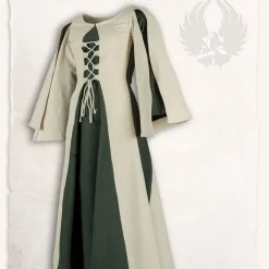 Mytholon Filles Médiévales Robe Kirian, Crème / Vert -Tudor Soldes Magasin filles medievales robe kirian creme vert 4