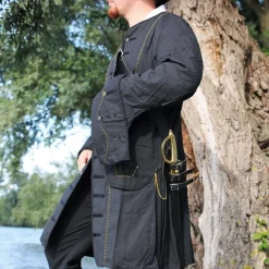 Leonardo Carbone Manteau Pirate 17ème Siècle, Noir -Tudor Soldes Magasin manteau pirate 17eme siecle noir 3