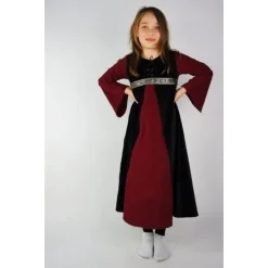 Leonardo Carbone Robe De Fille De Velours Ariane Noir-rouge -Tudor Soldes Magasin robe de fille de velours ariane noir rouge 2