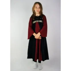 Leonardo Carbone Robe De Fille De Velours Ariane Noir-rouge