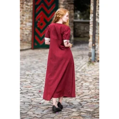 Leonardo Carbone Robe D'été Médiéval Denise, Naturel Rouge -Tudor Soldes Magasin robe dete medieval denise naturel rouge 2