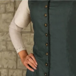 Mytholon Robe Médiévale Elodie, Vert / Crème -Tudor Soldes Magasin robe medievale elodie vert creme 2