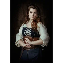 Mytholon Robe Médiévale Leandra, Bleu Foncé -Tudor Soldes Magasin robe medievale leandra bleu fonce 2