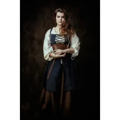 Mytholon Robe Médiévale Leandra, Bleu Foncé -Tudor Soldes Magasin robe medievale leandra bleu fonce 3