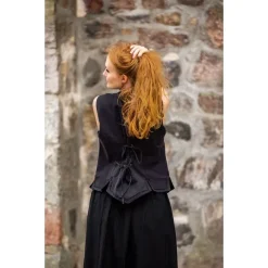 Leonardo Carbone Veste Médiévale Christine Noir -Tudor Soldes Magasin veste medievale christine noir 4